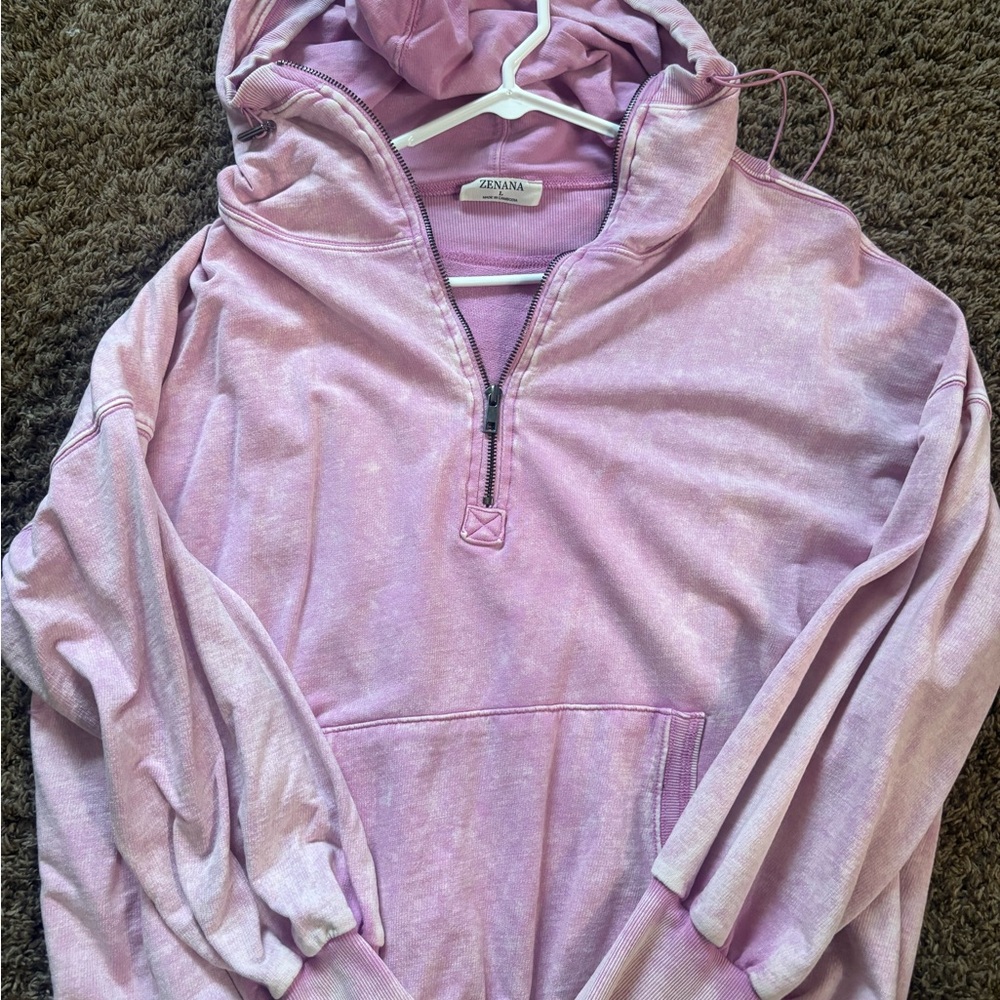 Zenana Outfitters Pink Hoodie-Lightweight Sweatshirt